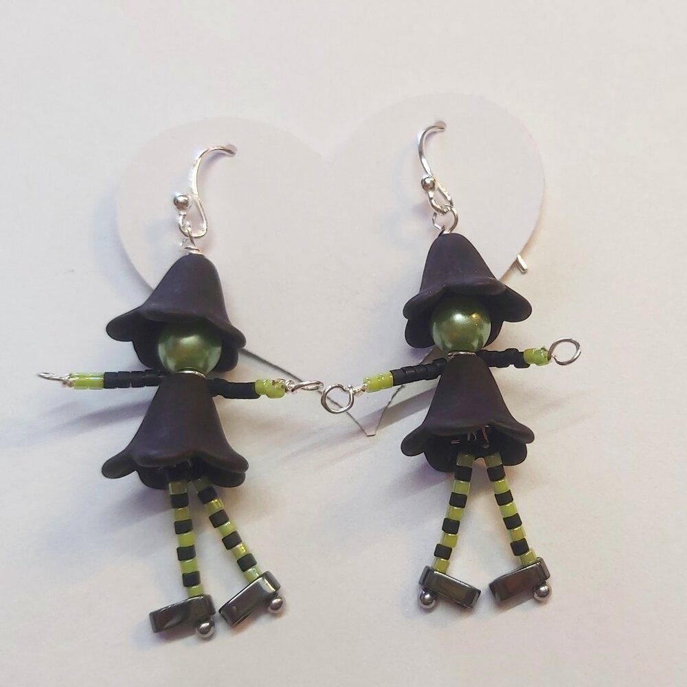 Beaded Witch earrings. Sterling silver hooks